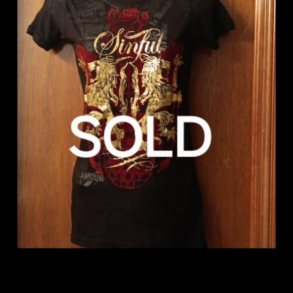 Sinful Brand New Short Sleeve Small Black/Red - Picture 1 of 7
